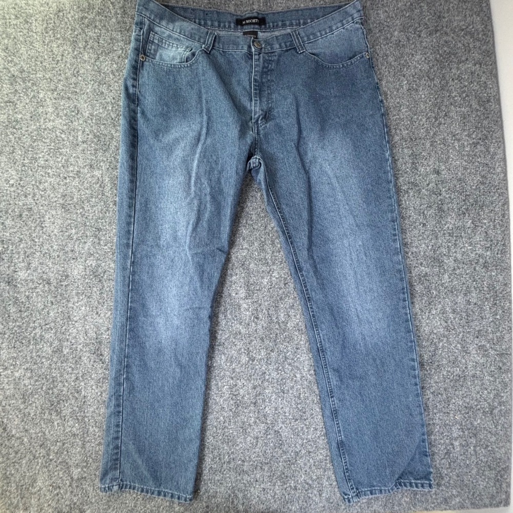 M‎ Society Mens Blue Straight Leg Denim Jeans Size 40x32